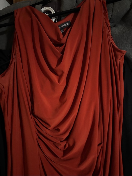 Jones Wear Dress Dresses & Skirts - Sleeveless Draped Midi Dress in Rust - P2P:23, Length:37